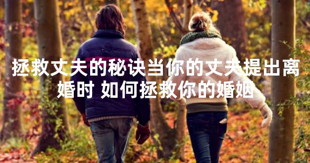 拯救丈夫的秘诀当你的丈夫提出离婚时 如何拯救你的婚姻